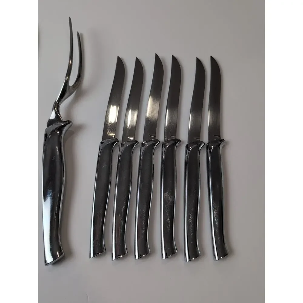 Carvel Hall Carving Set With‎ 6 Steak Knives Stainless Steel Made In USA